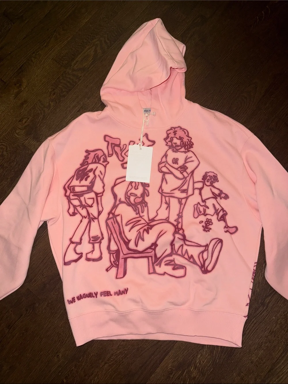 PALACE Pink Crewneck Hoodie with Maroon Graphic